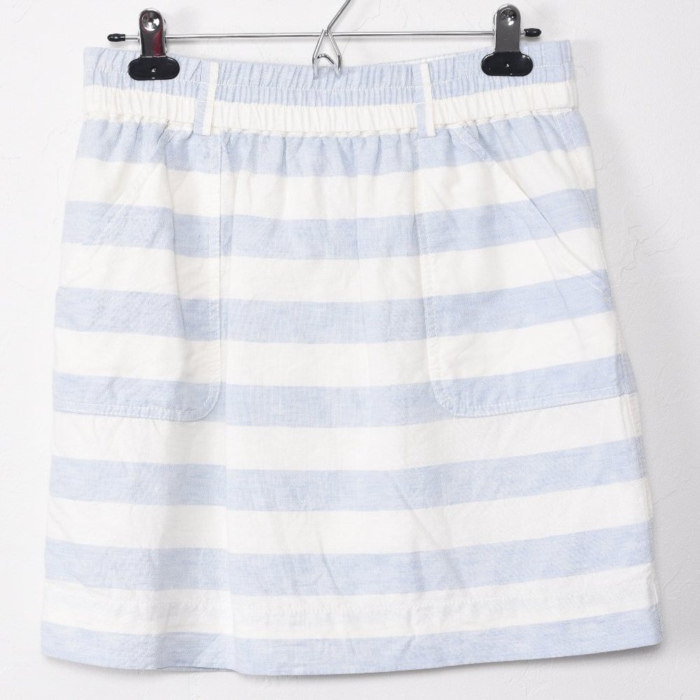 LOFT Light Blue and White Striped Skirt